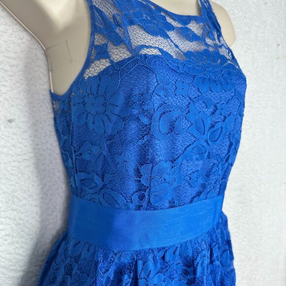 BB Dakota Lace Dress Sz 2 Royal Blue Fit & Flare Cocktail Party Wedding Guest - Picture 3 of 15